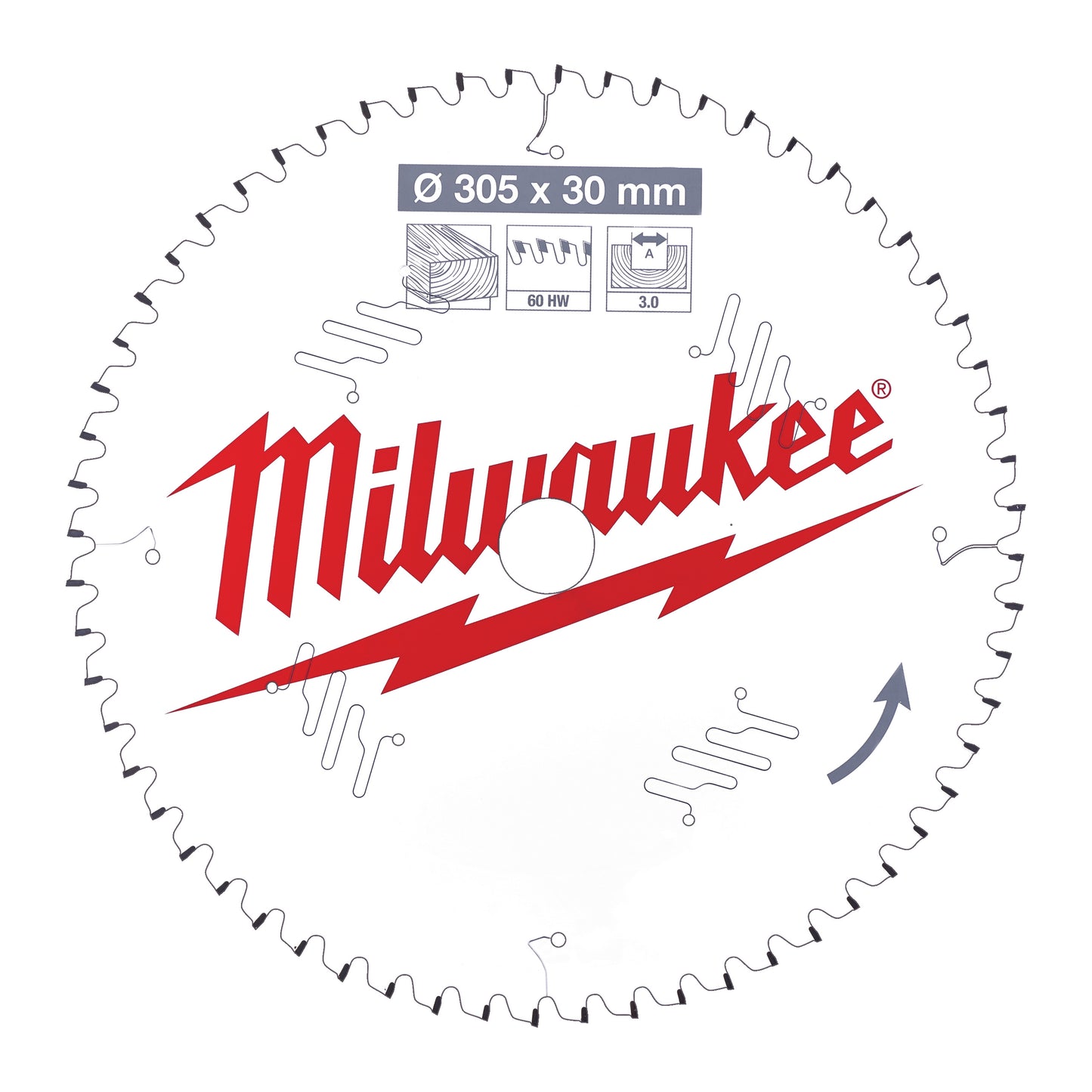MILWAUKEE Pílový kotúč drevo 305X30X3.0X60ATB NEG.