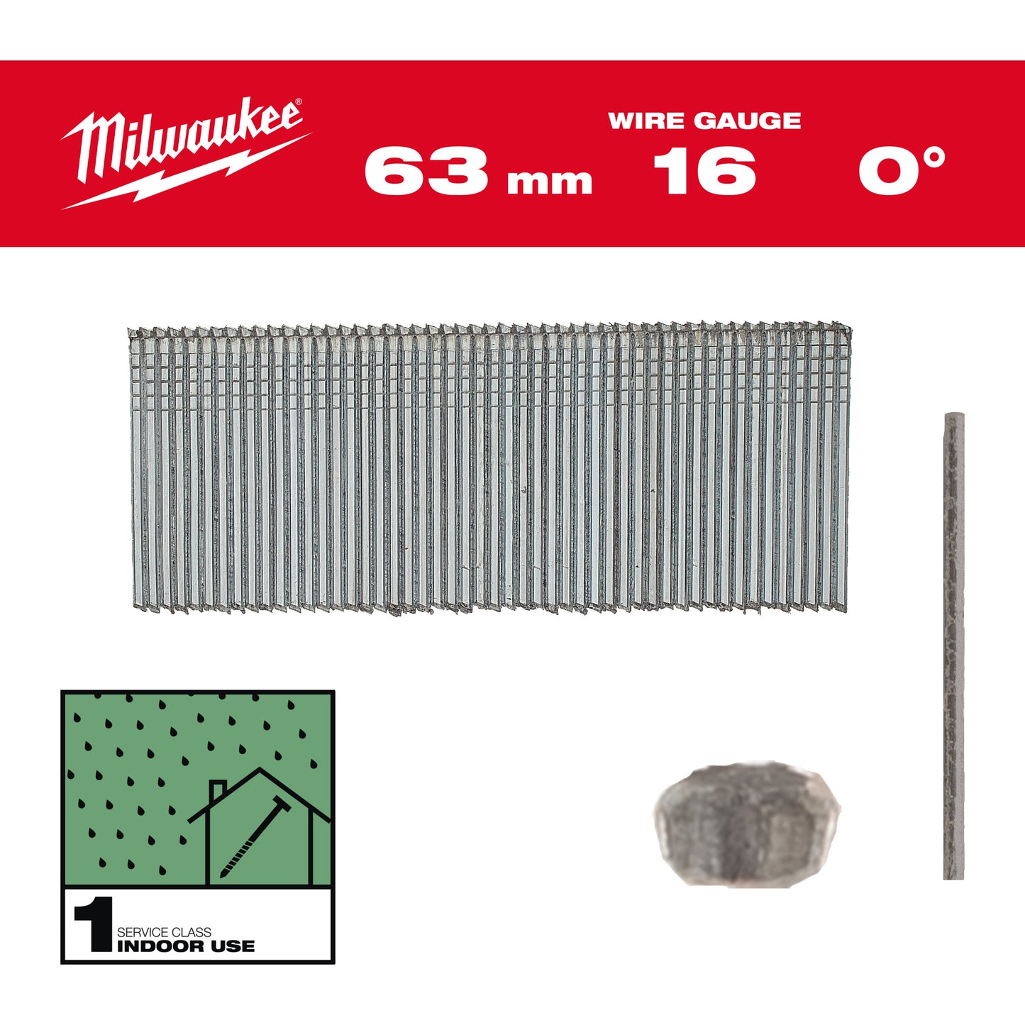 MILWAUKEE Klince 16G/0°/63mm/G/SC1-2,500 ks. bal.