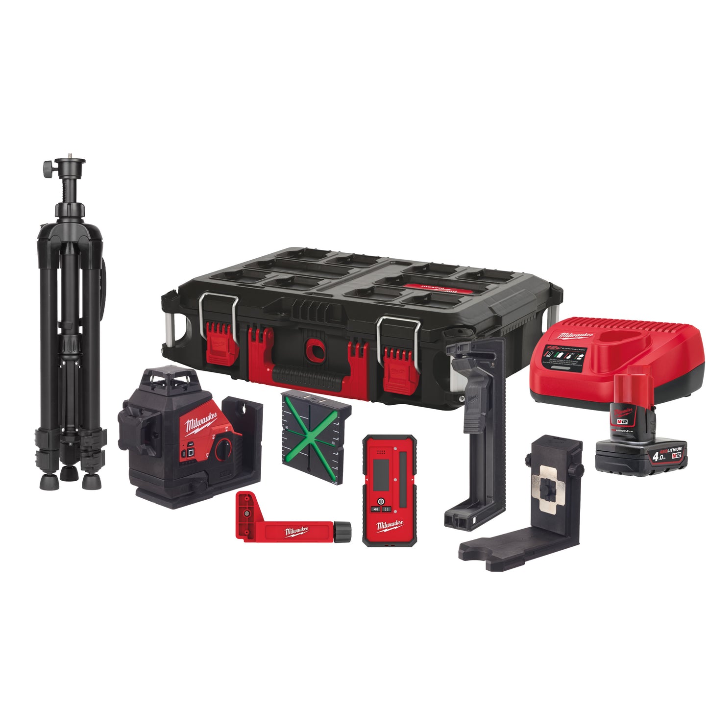 MILWAUKEE M12™ Zelený Laser s 3 rovinami a uhlom 360°