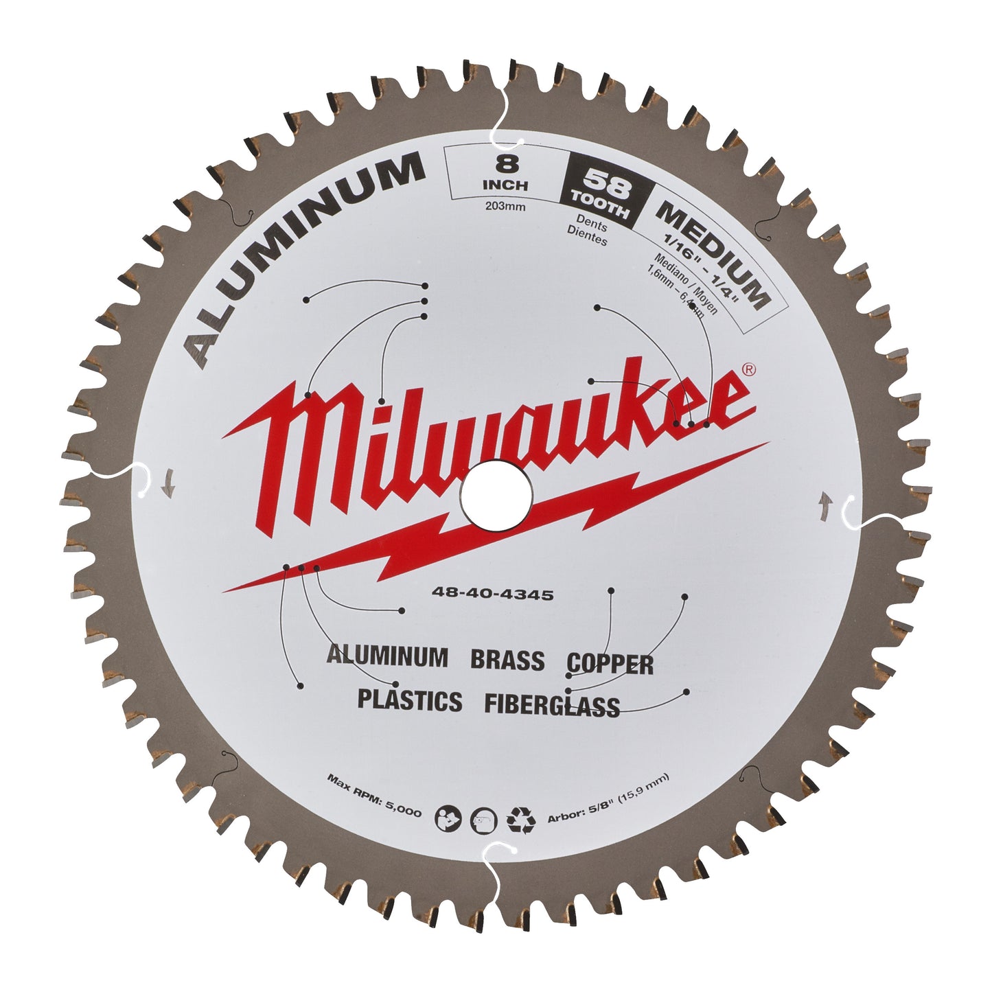 MILWAUKEE Pílový kotúč  P Alu 203x5/8x2,4x58
