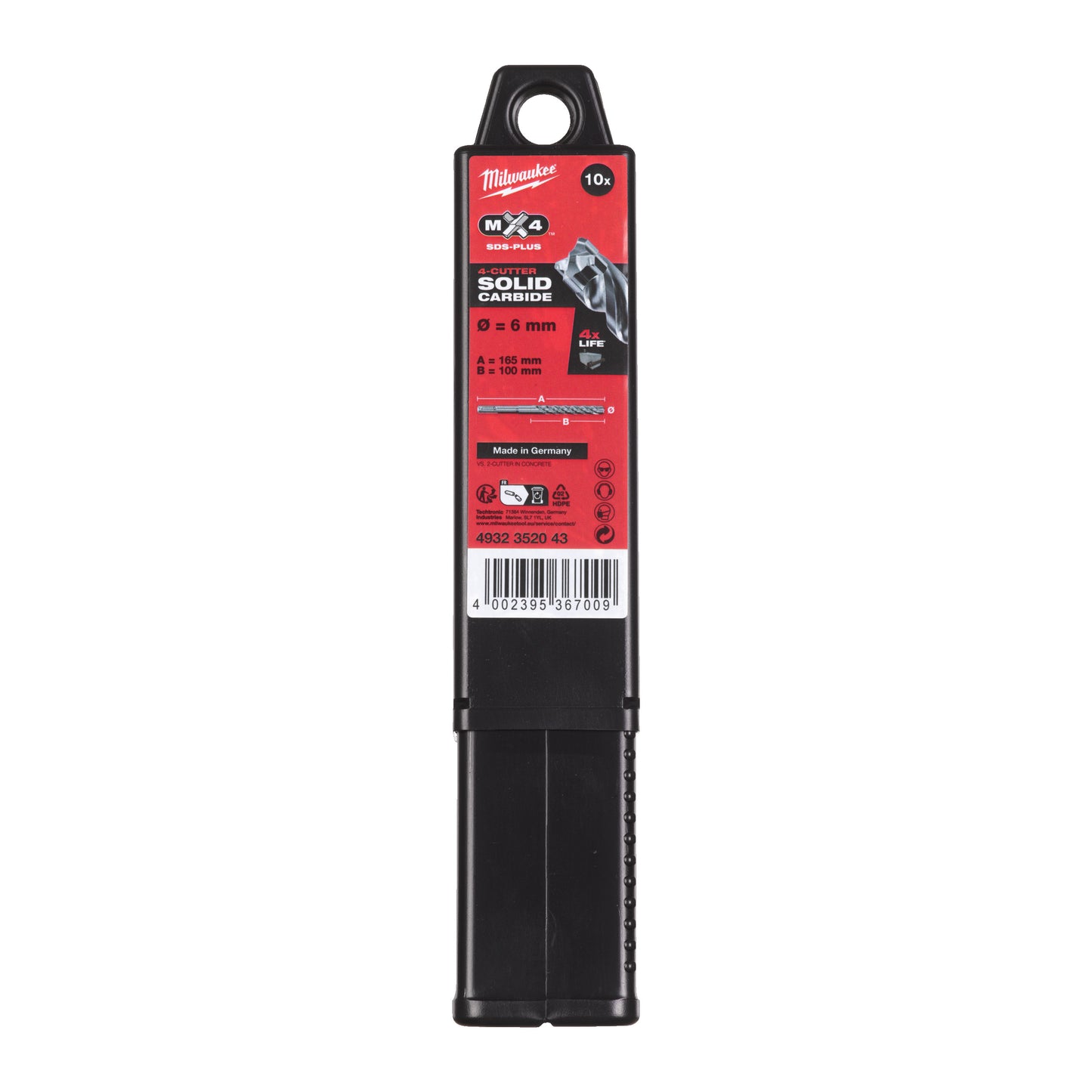 MILWAUKEE 10× vrták SDS-Plus MX4 6 × 100 × 165