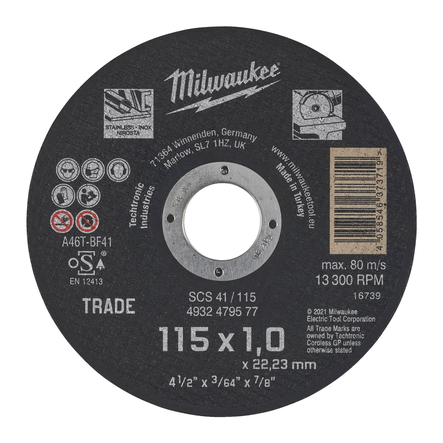 MILWAUKEE Rezný kotúč na kov 115x1mm