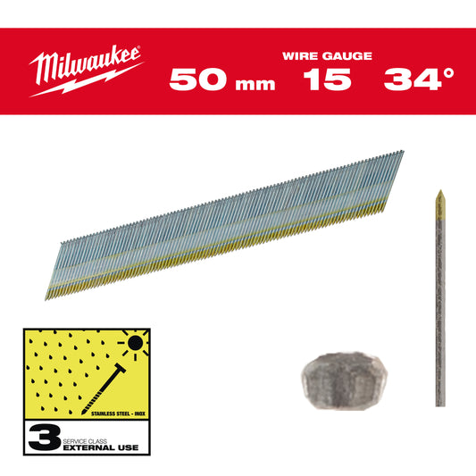 MILWAUKEE Klince nerez 15G 34 50mm G SC3 - 2500ks