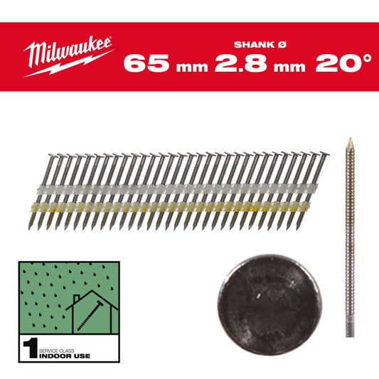 MILWAUKEE Klince 20 guľ. hlava 65mm RS B SC1 - 2000ks