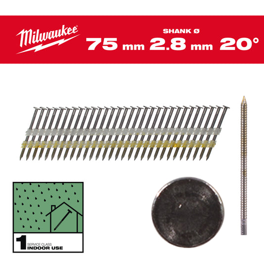 MILWAUKEE Klince 20 guľ. hlava 75mm RS B SC1 - 2000ks