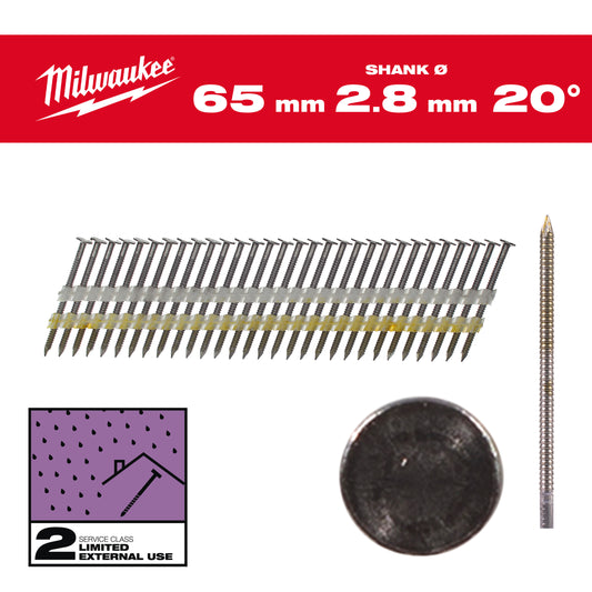 MILWAUKEE Klince 20 guľ. hlava 65mm RS G SC2 - 2000ks