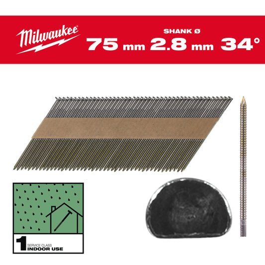 MILWAUKEE Klince 34 D hlava 75mm RS B SC1 - 2200ks