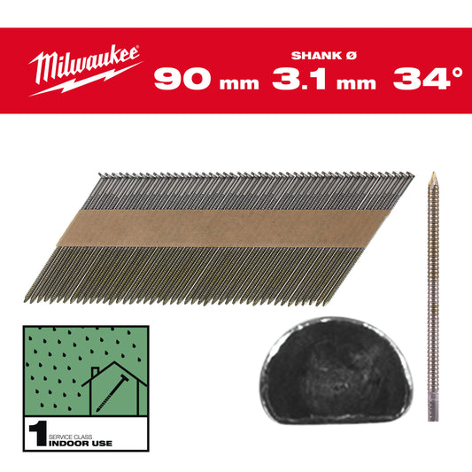 MILWAUKEE Klince 34 D hlava 90mm RS B SC1 - 2200ks