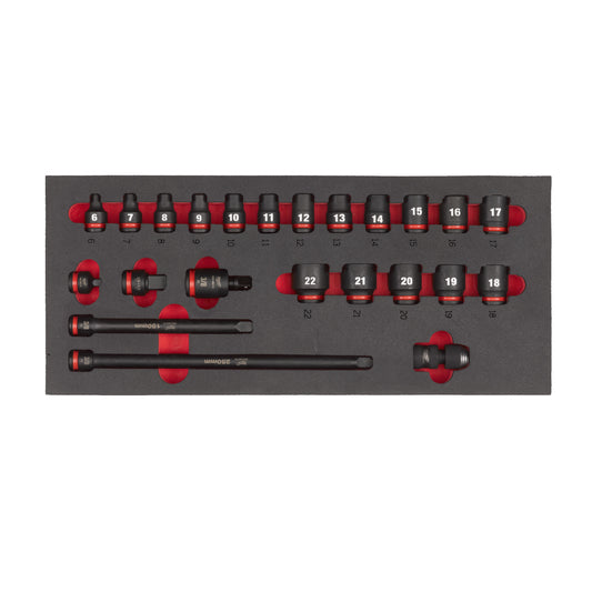 MILWAUKEE Penová vložka s 3/8" Impact Duty nástrčnými kľúčmi - 23ks