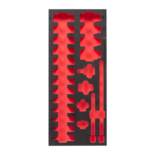 MILWAUKEE Prázdna penová vložka pre 3/8" predĺžené nástrčné kľúče - pre vozíky na náradie