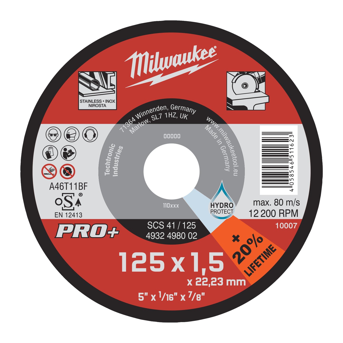 MILWAUKEE Rezný kotúč PRO+ 125x1,5mm ocel/nerez