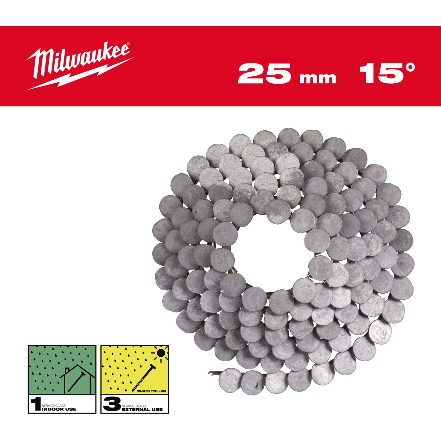 MILWAUKEE Klince 15° prstencové 3,05x25 mm /RS/HDG-2160