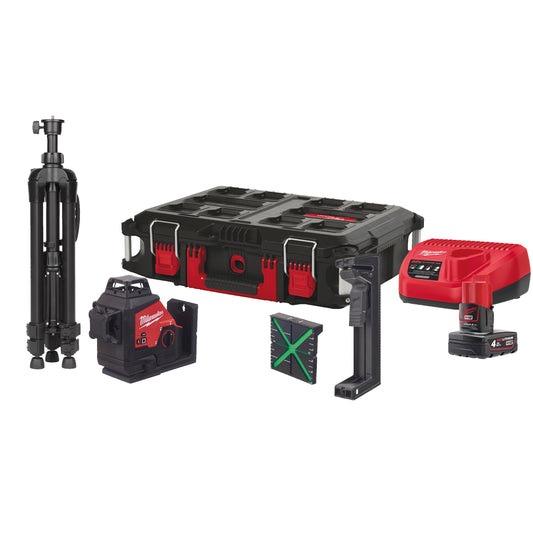 MILWAUKEE M12™ Zelený laser s 3 rovinami a uhlom 360°