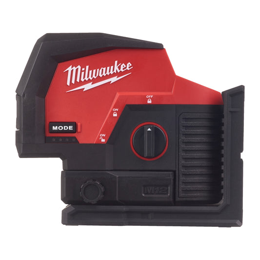 MILWAUKEE M12™ zelený kombinovaný krížový líniový-bodový laser